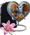 heart-shaped barn owl urn for adult ashes