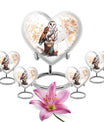 10-inch heart-shaped barn owl urn, 