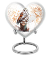 10-inch heart-shaped barn owl urn, 