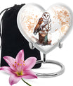 10-inch heart-shaped barn owl urn, 