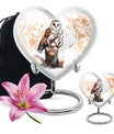 10-inch heart-shaped barn owl urn, 