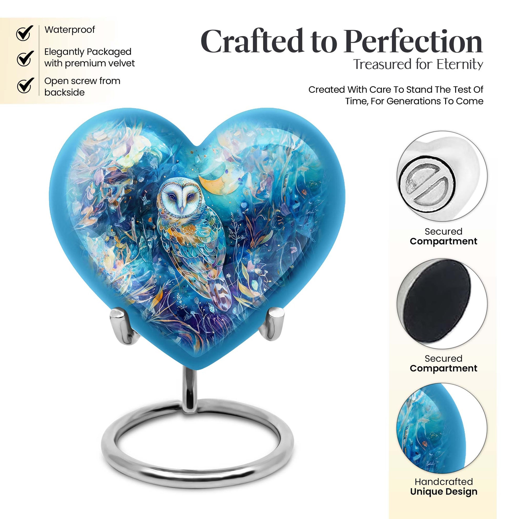 heart-shaped Barn owl Urn