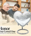 mountain winter-themed memorial heart urn