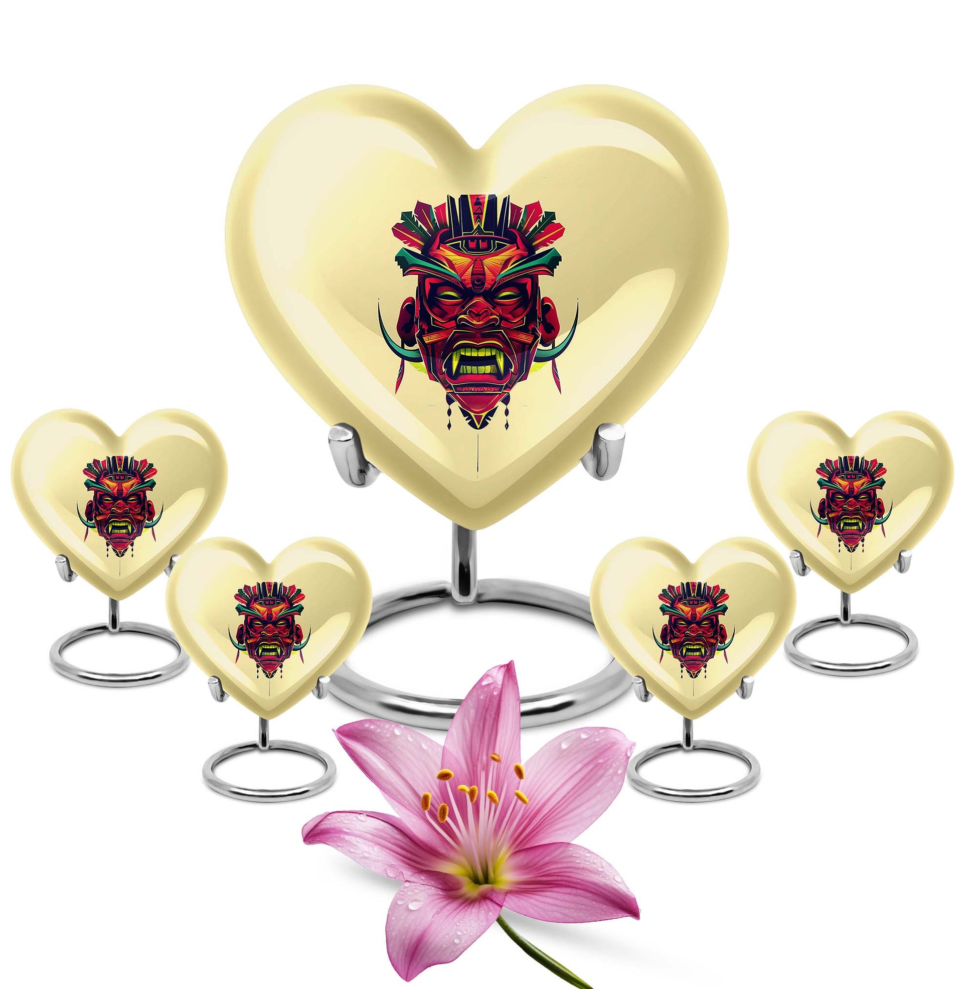 abstract designed heart-shaped native American urn,