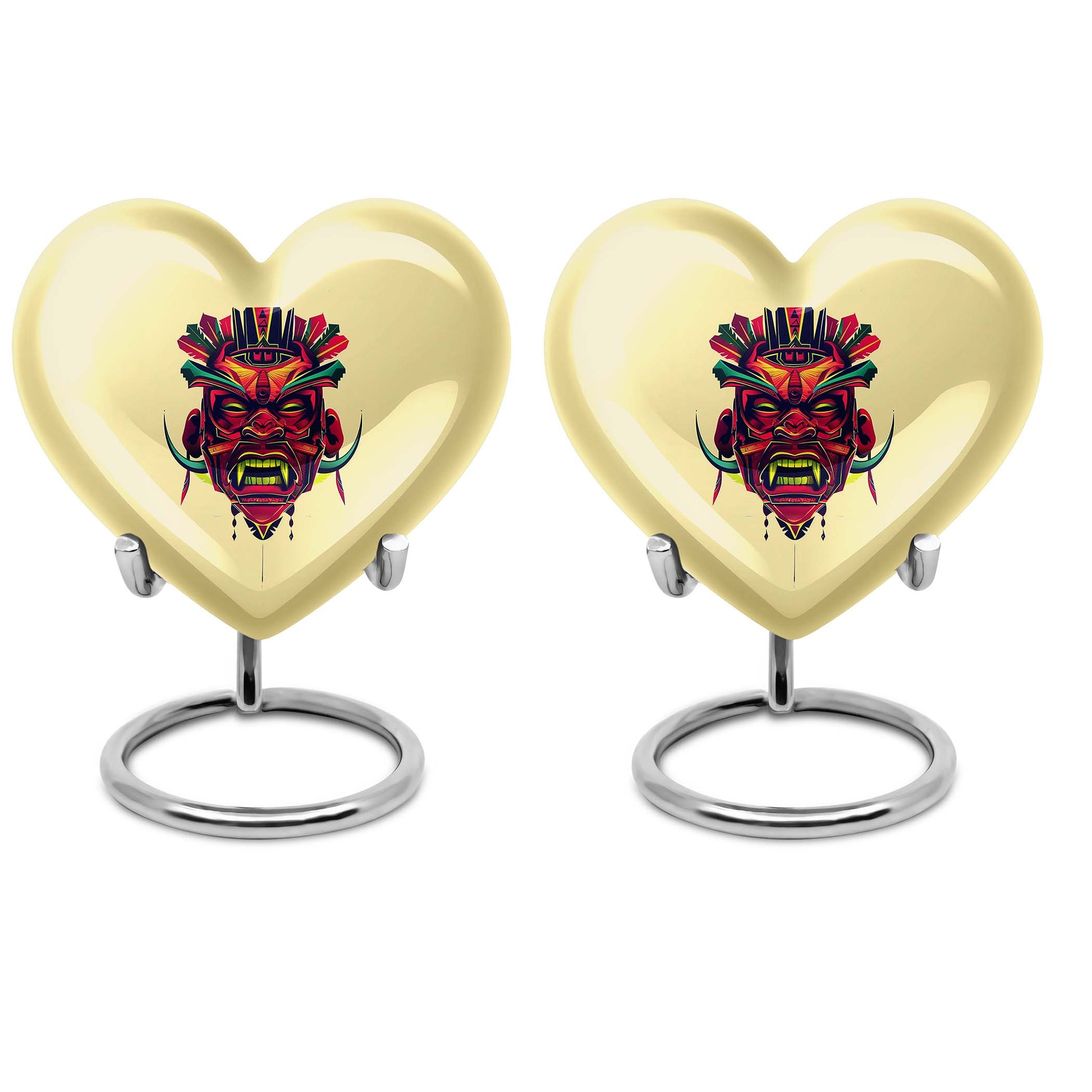 abstract designed heart-shaped native American urn,