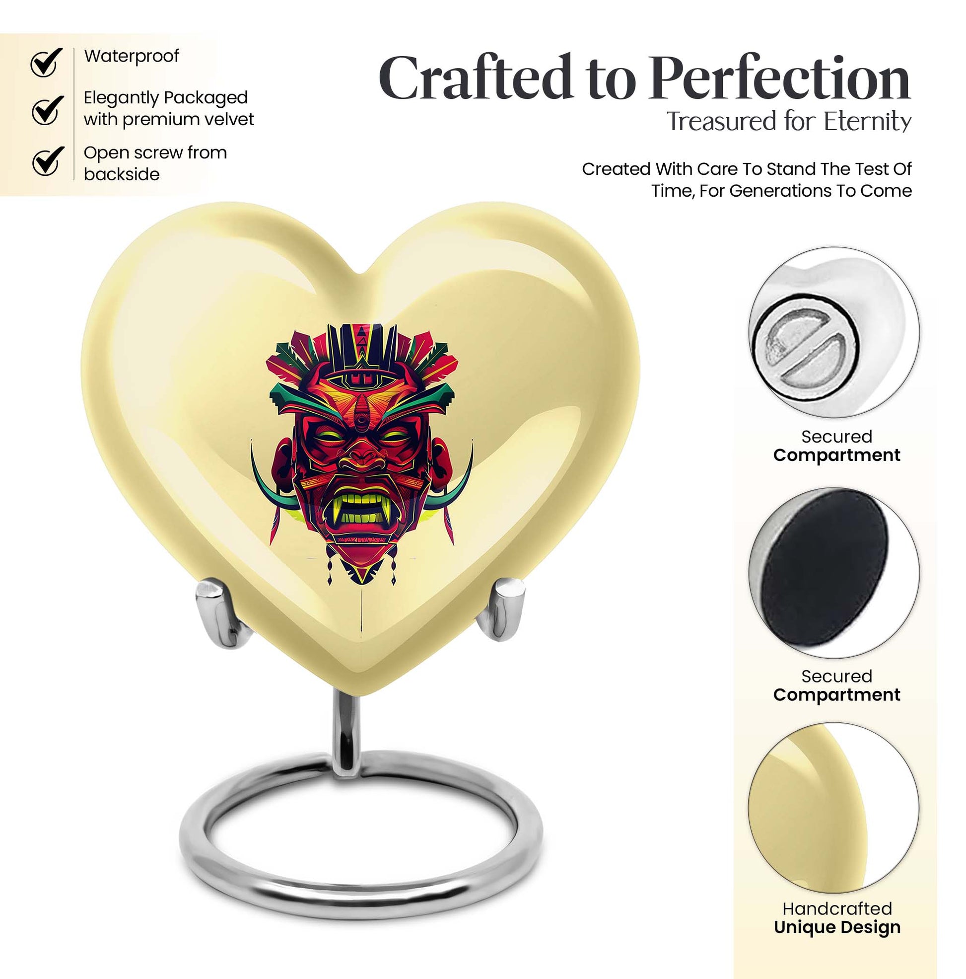 abstract designed heart-shaped native American urn,