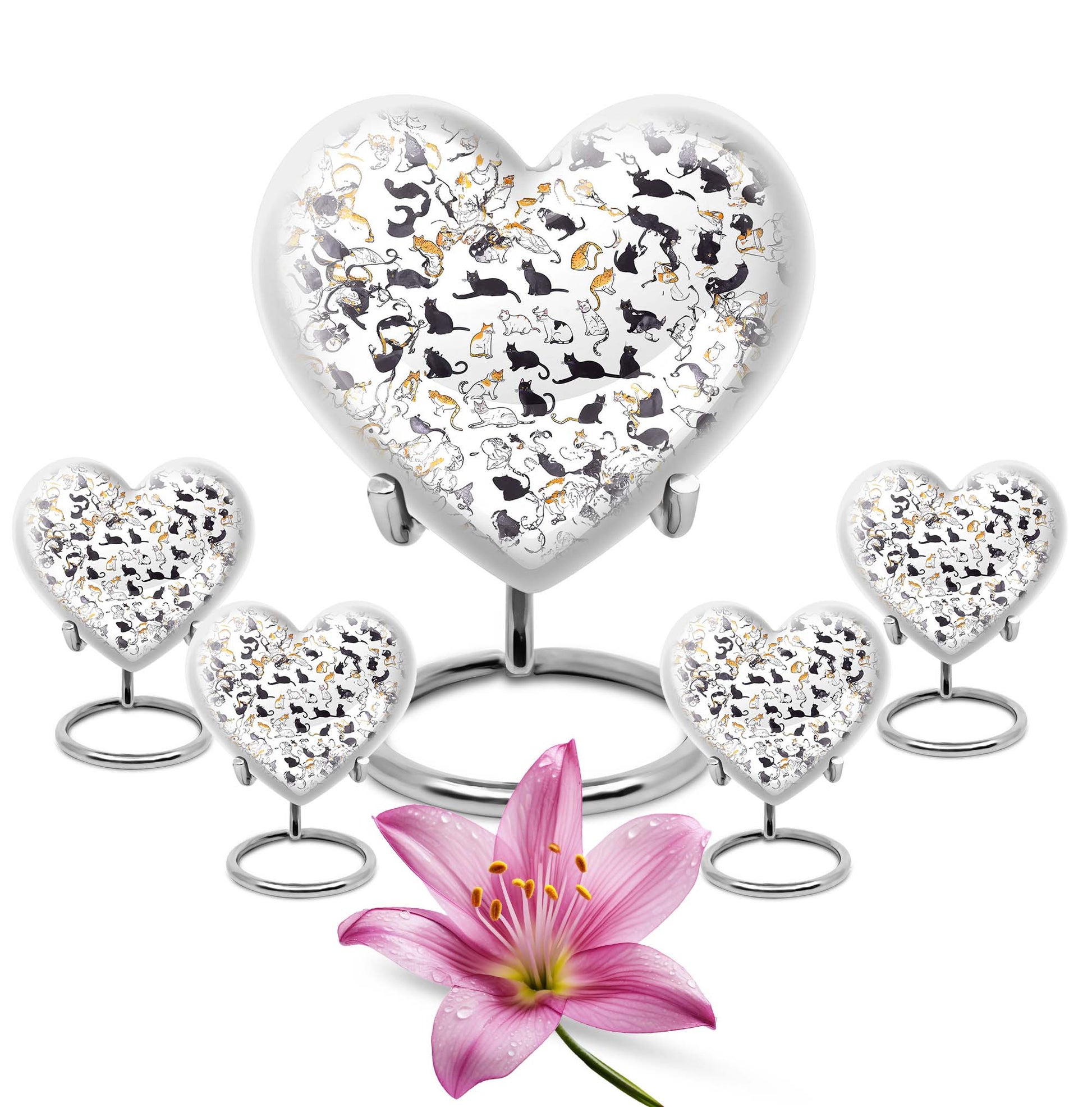 Heart shaped PAWS Urn for female, large cremation urn 