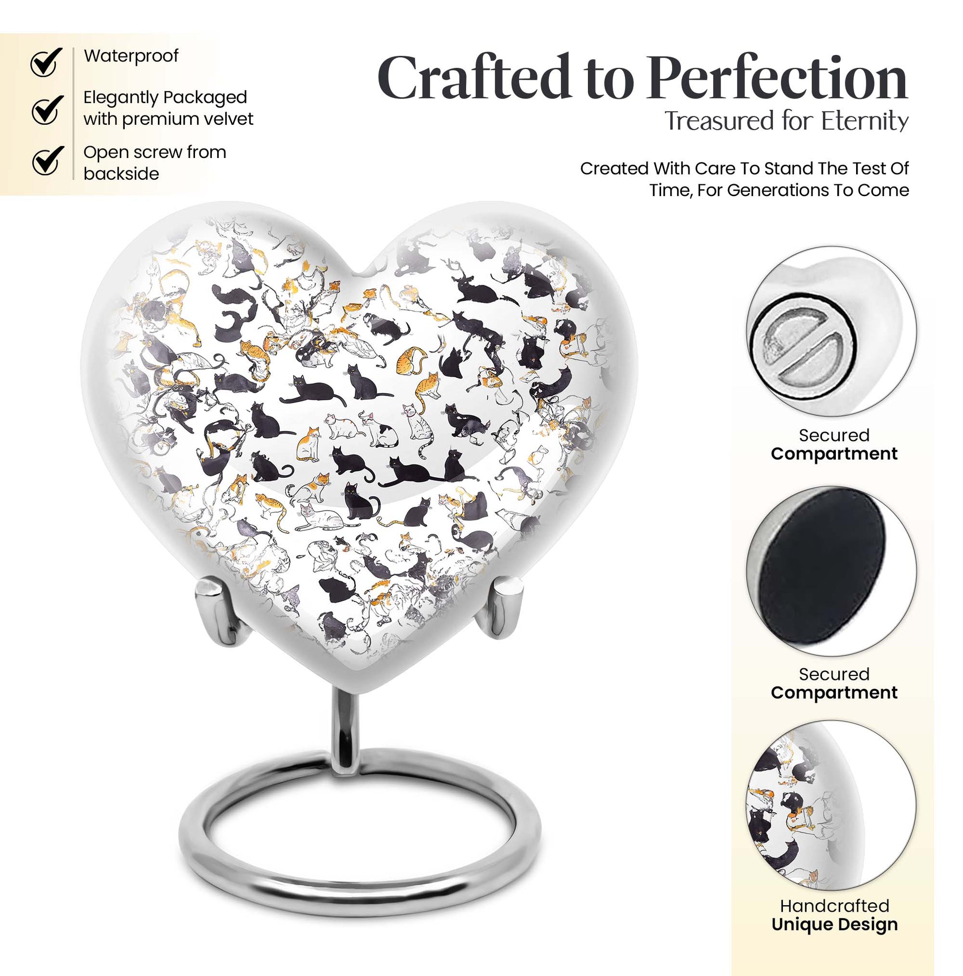 Heart shaped PAWS Urn for female, large cremation urn 