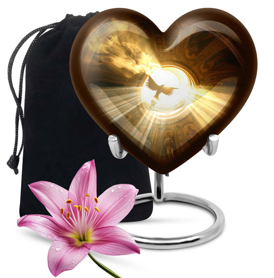 Heart-shaped 10-inch catholic urn for cremation