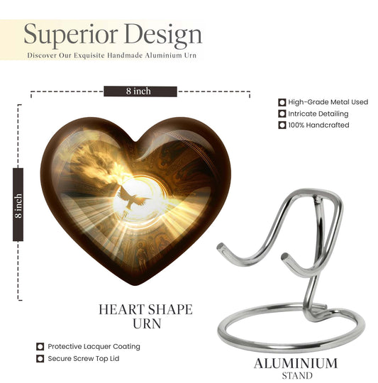 Heart-shaped 10-inch catholic urn for cremation