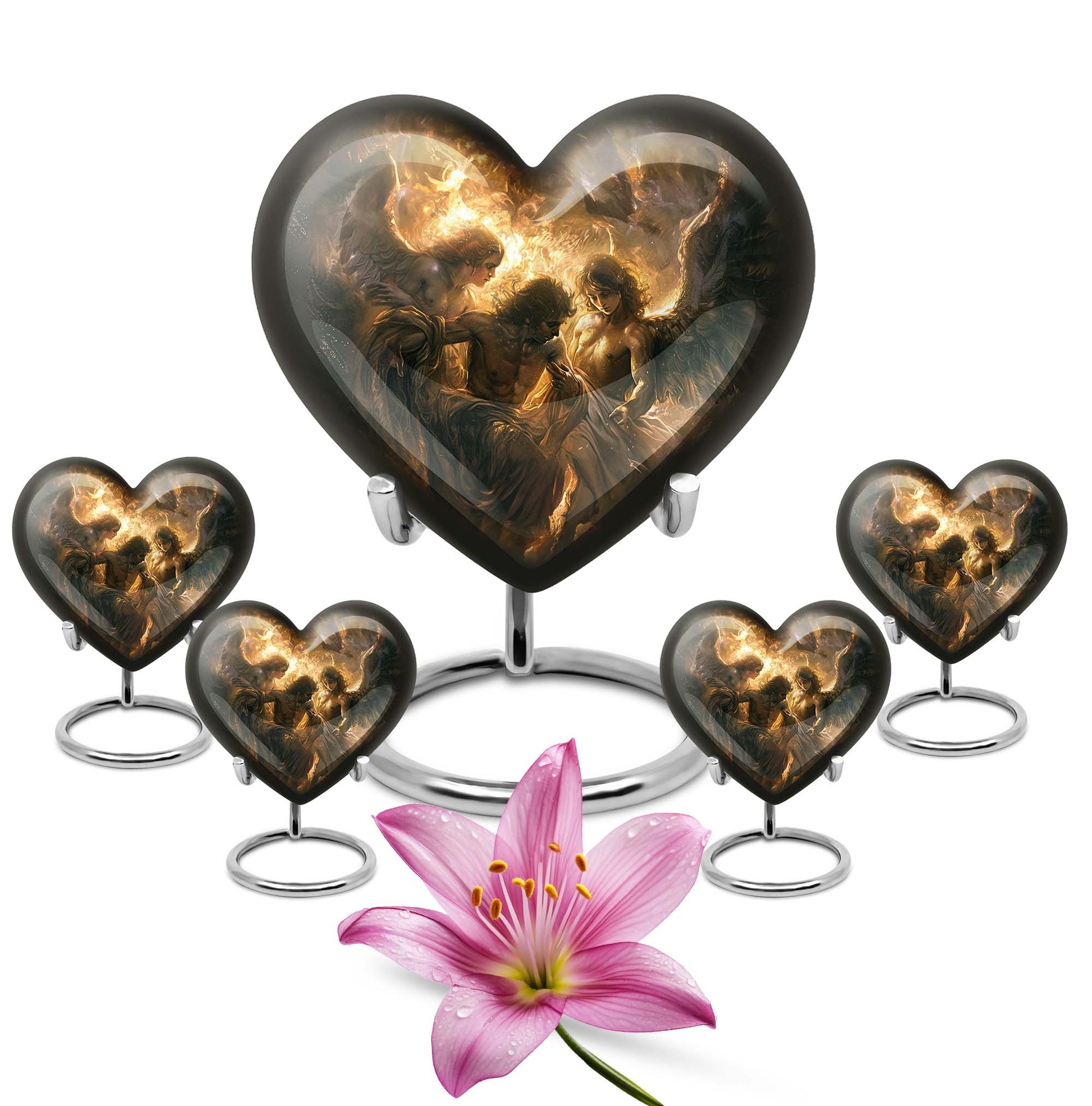  heart-shaped catholic urn for adult female ashes,