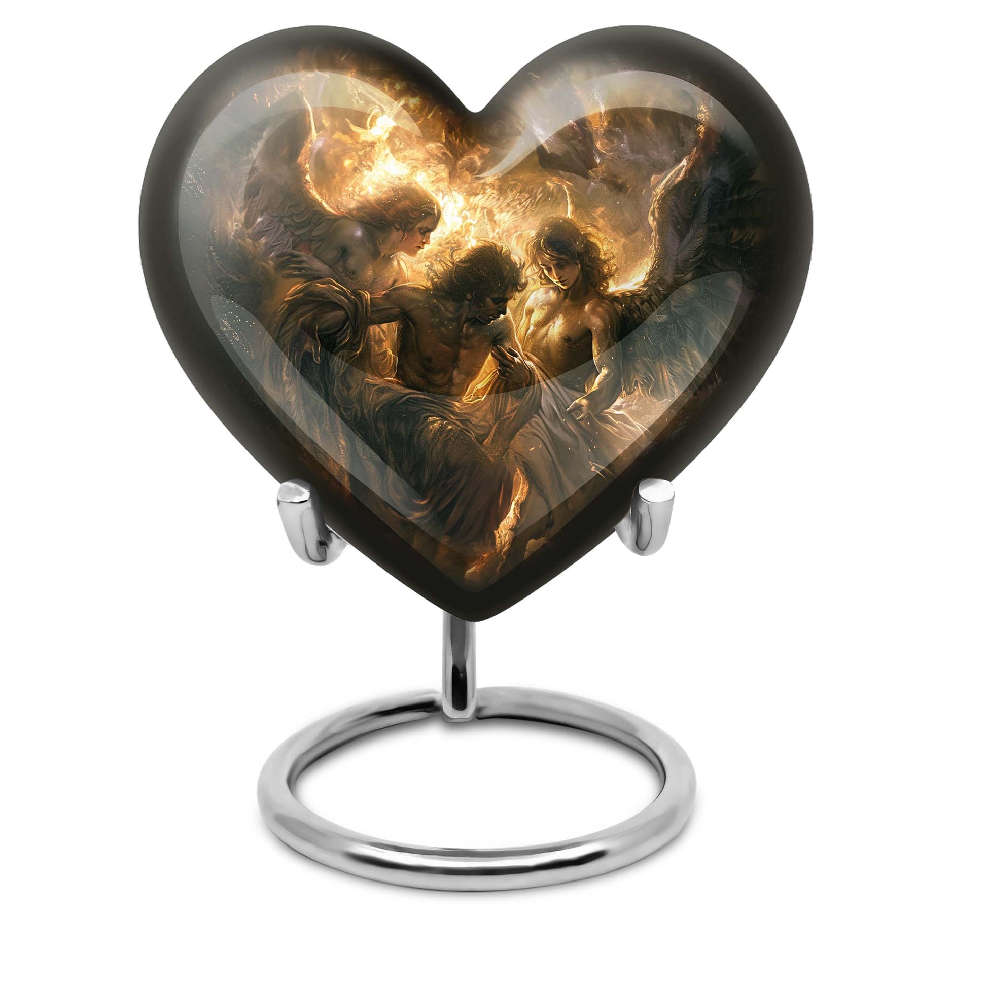  heart-shaped catholic urn for adult female ashes,