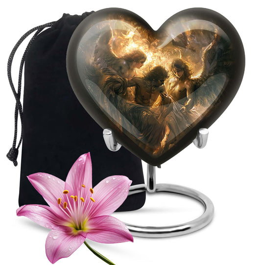  heart-shaped catholic urn for adult female ashes,