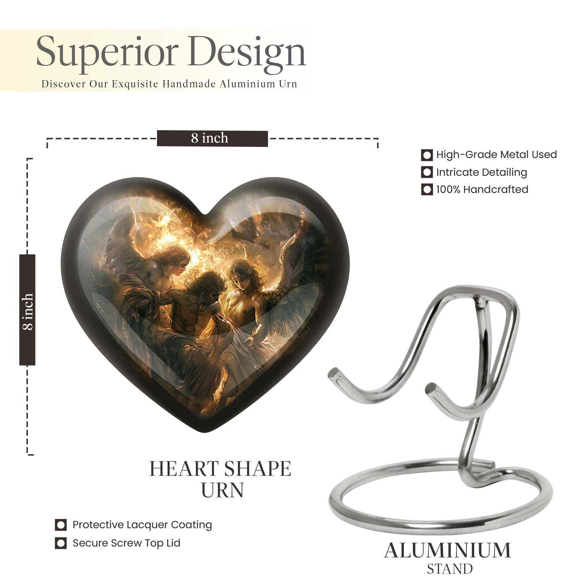  heart-shaped catholic urn for adult female ashes,