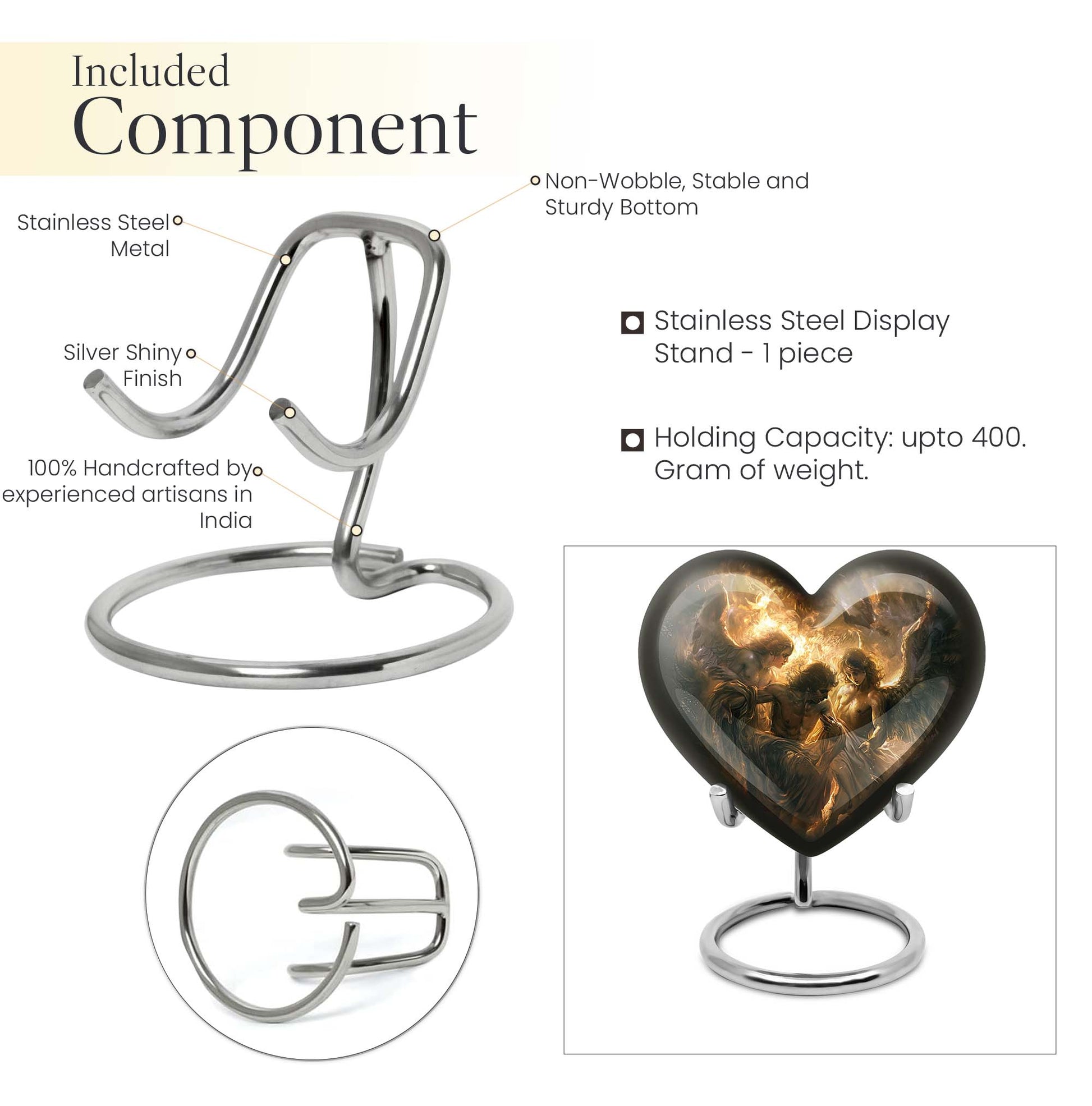  heart-shaped catholic urn for adult female ashes,