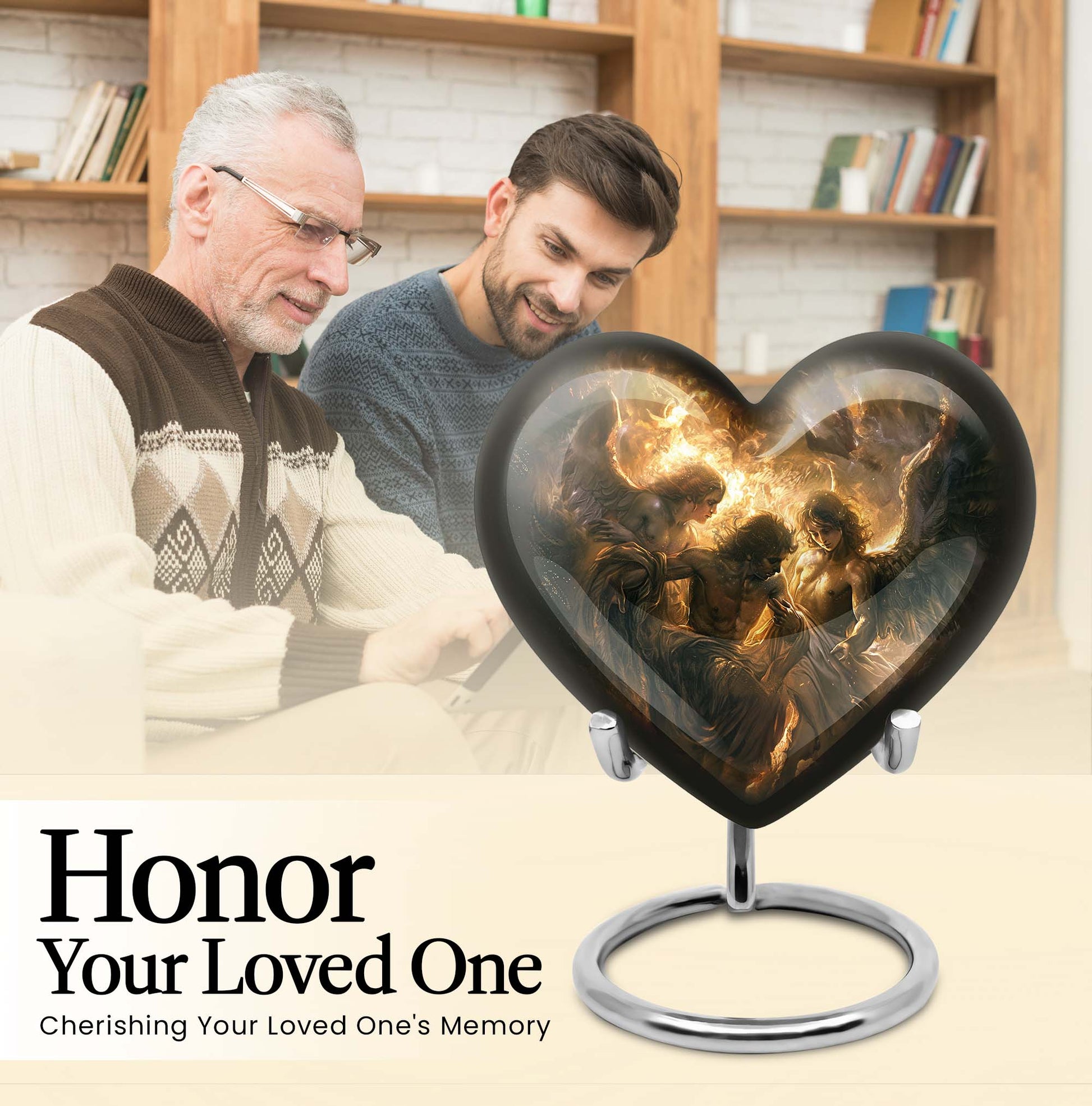  heart-shaped catholic urn for adult female ashes,