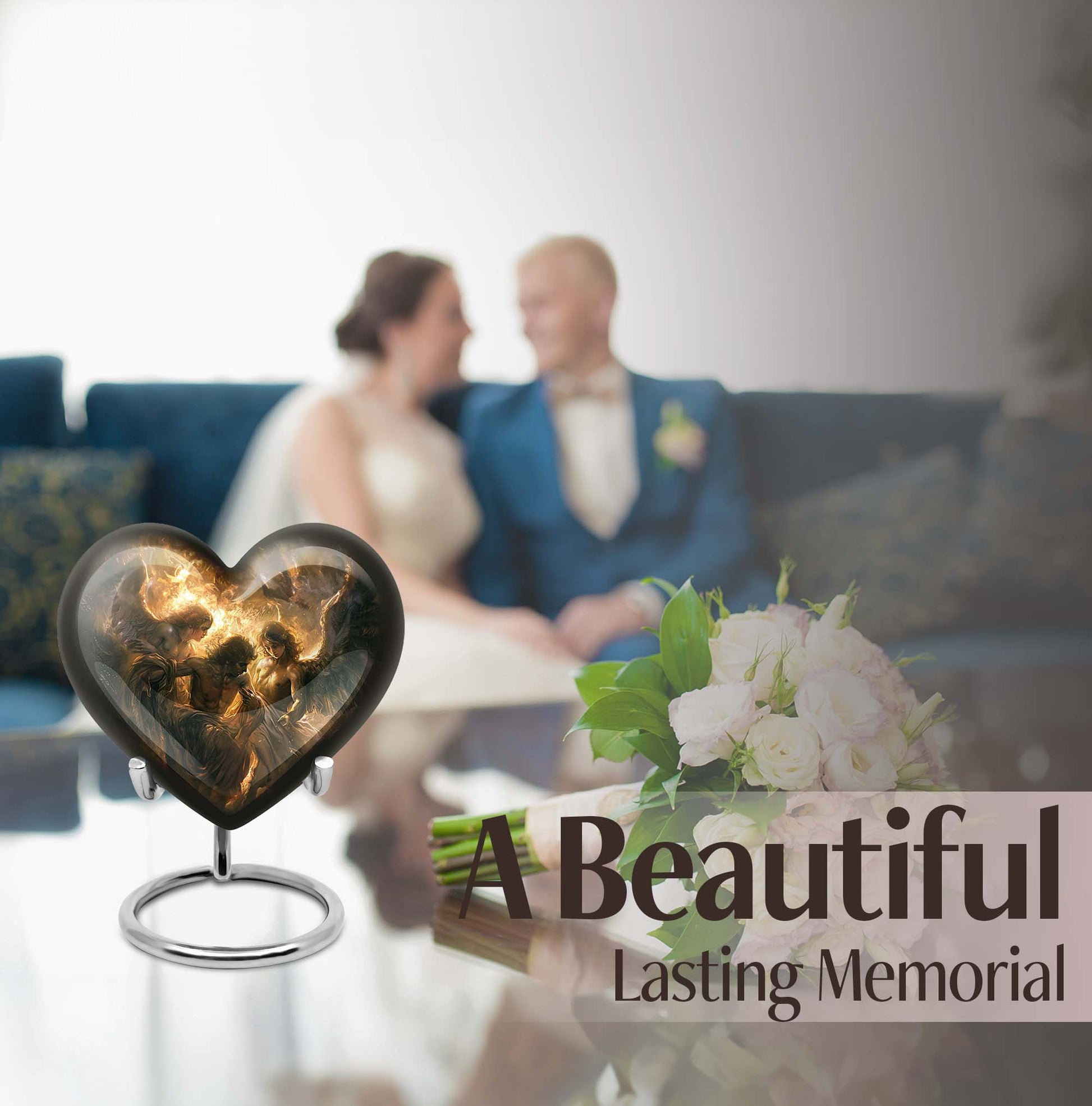  heart-shaped catholic urn for adult female ashes,