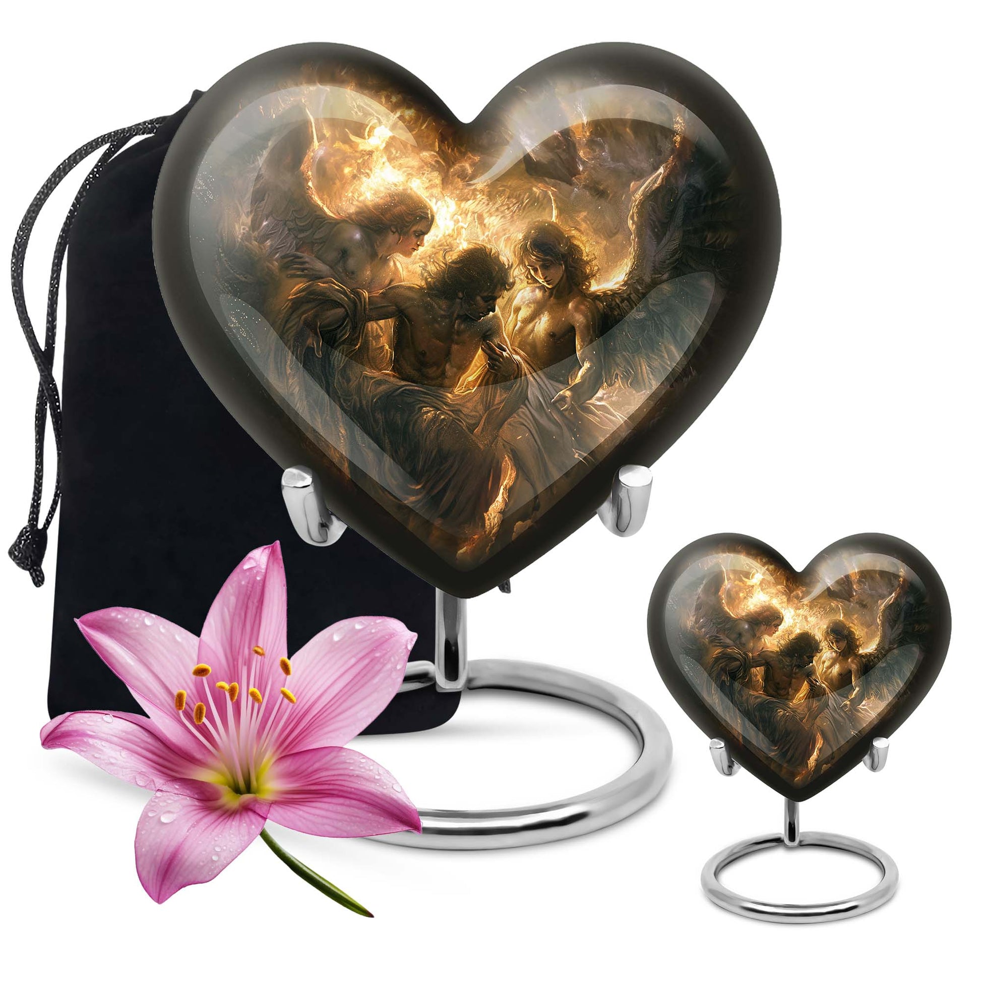  heart-shaped catholic urn for adult female ashes,