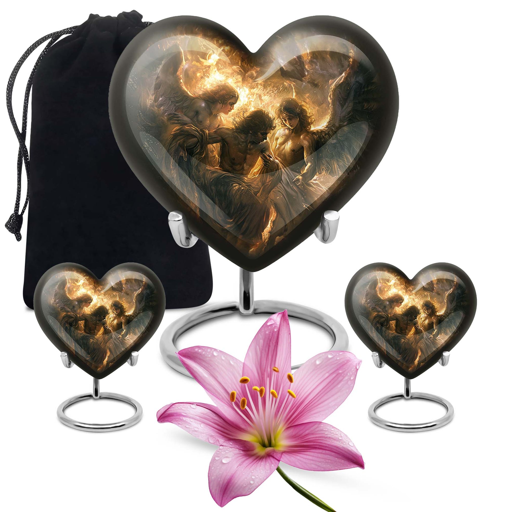  heart-shaped catholic urn for adult female ashes,