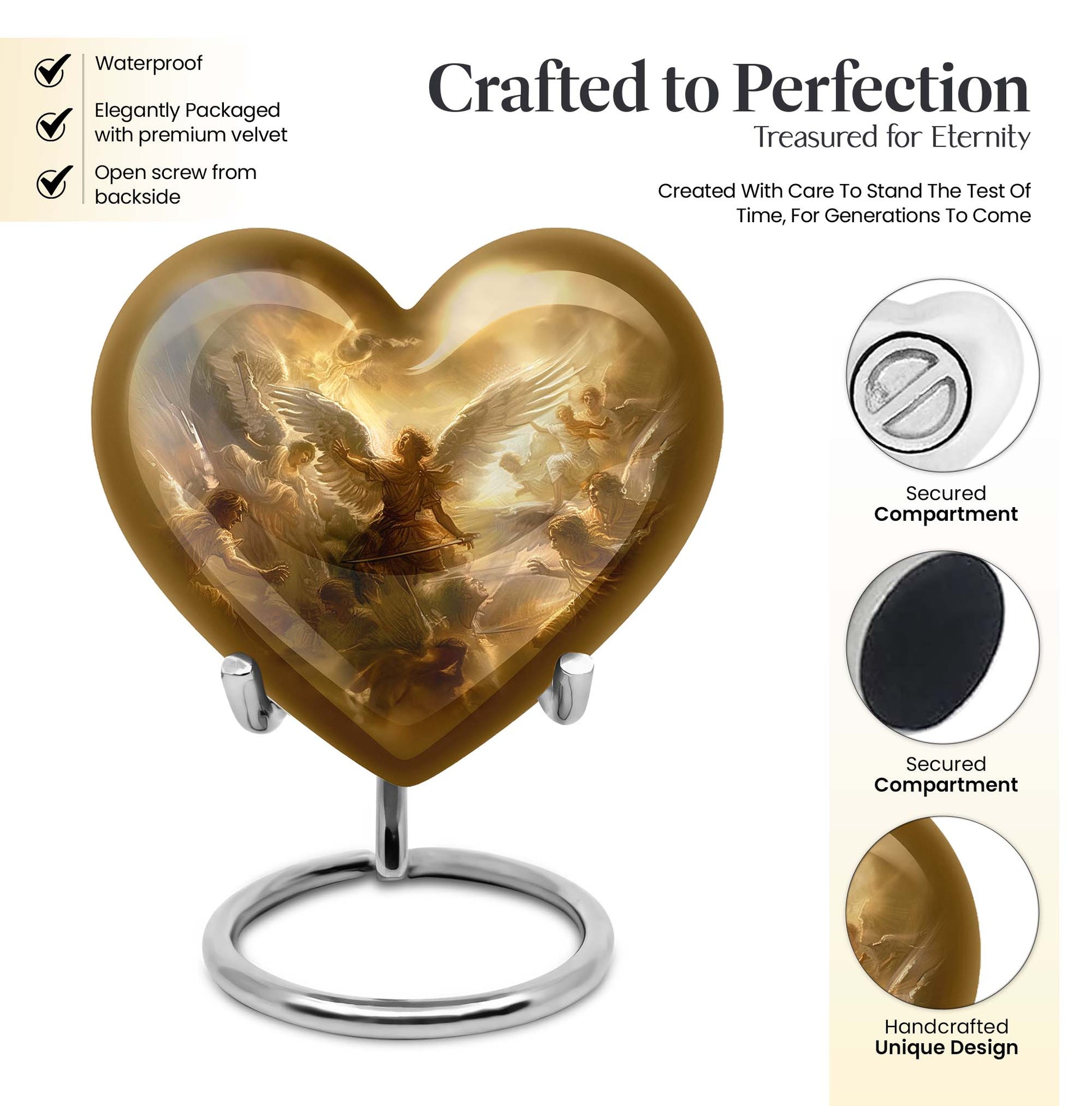 heart designed catholic urn for cremation