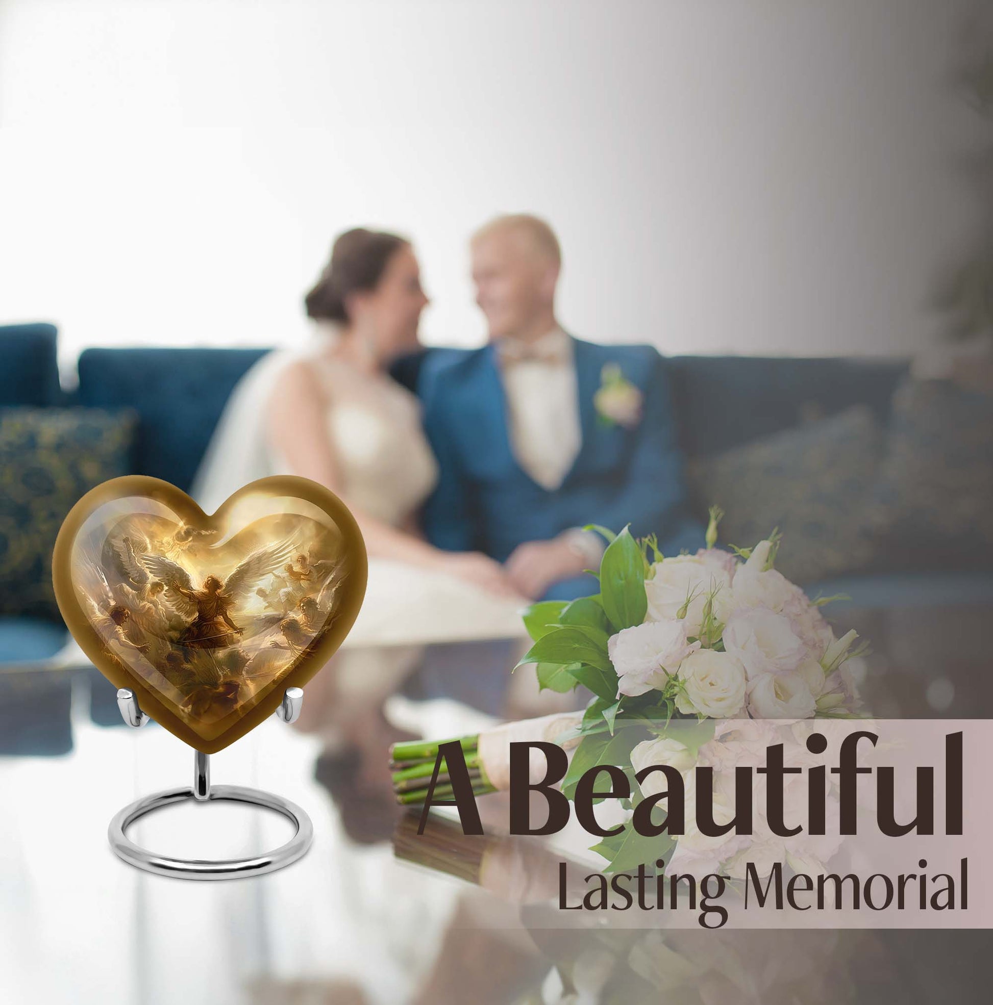 heart designed catholic urn for cremation