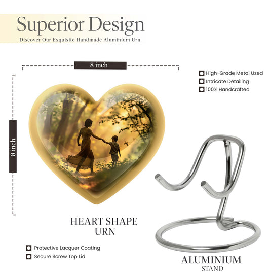 brother and sister heart-shaped cremation urn