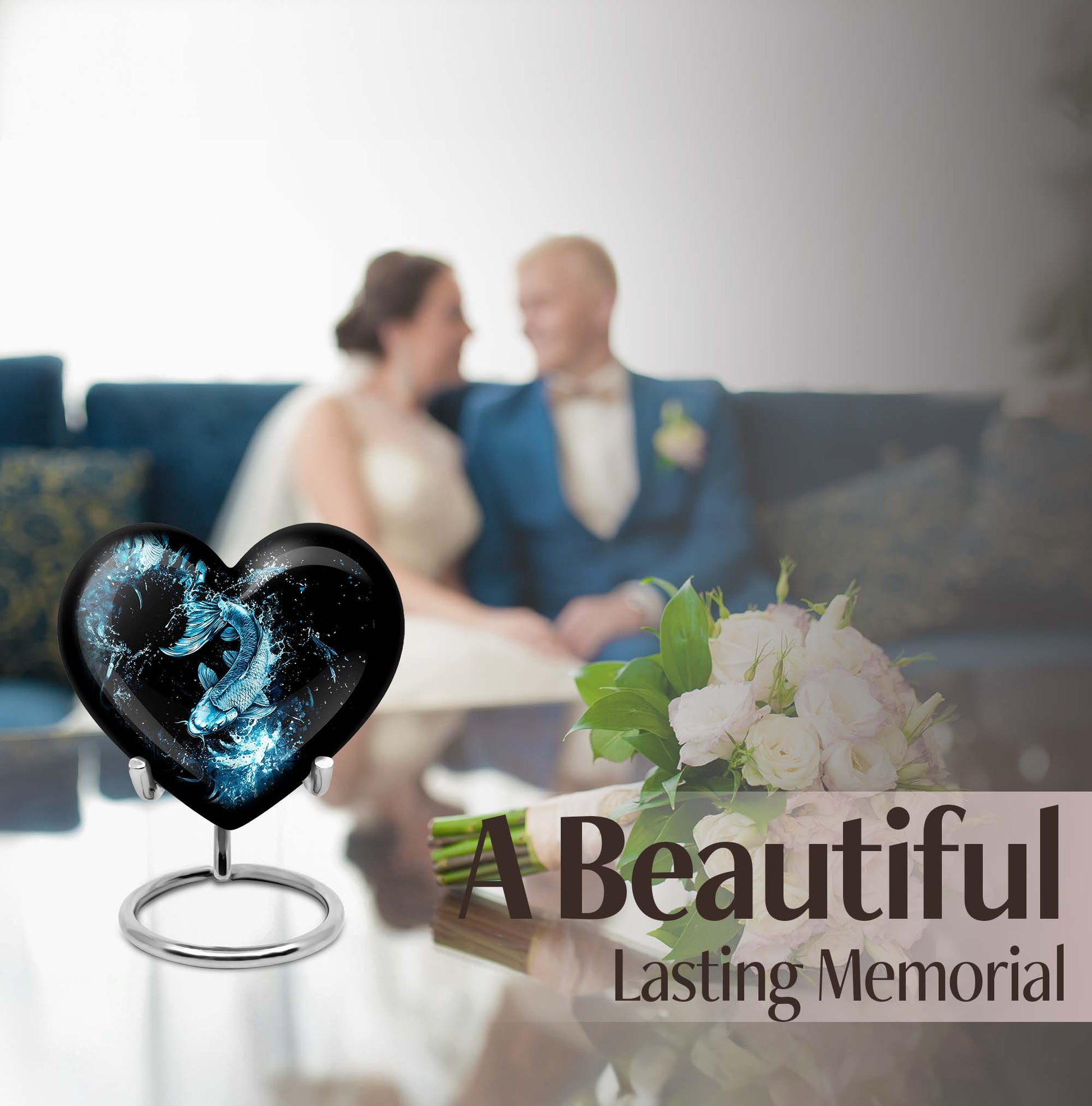 10-inch heart-shaped catholic urn for human ashes, 