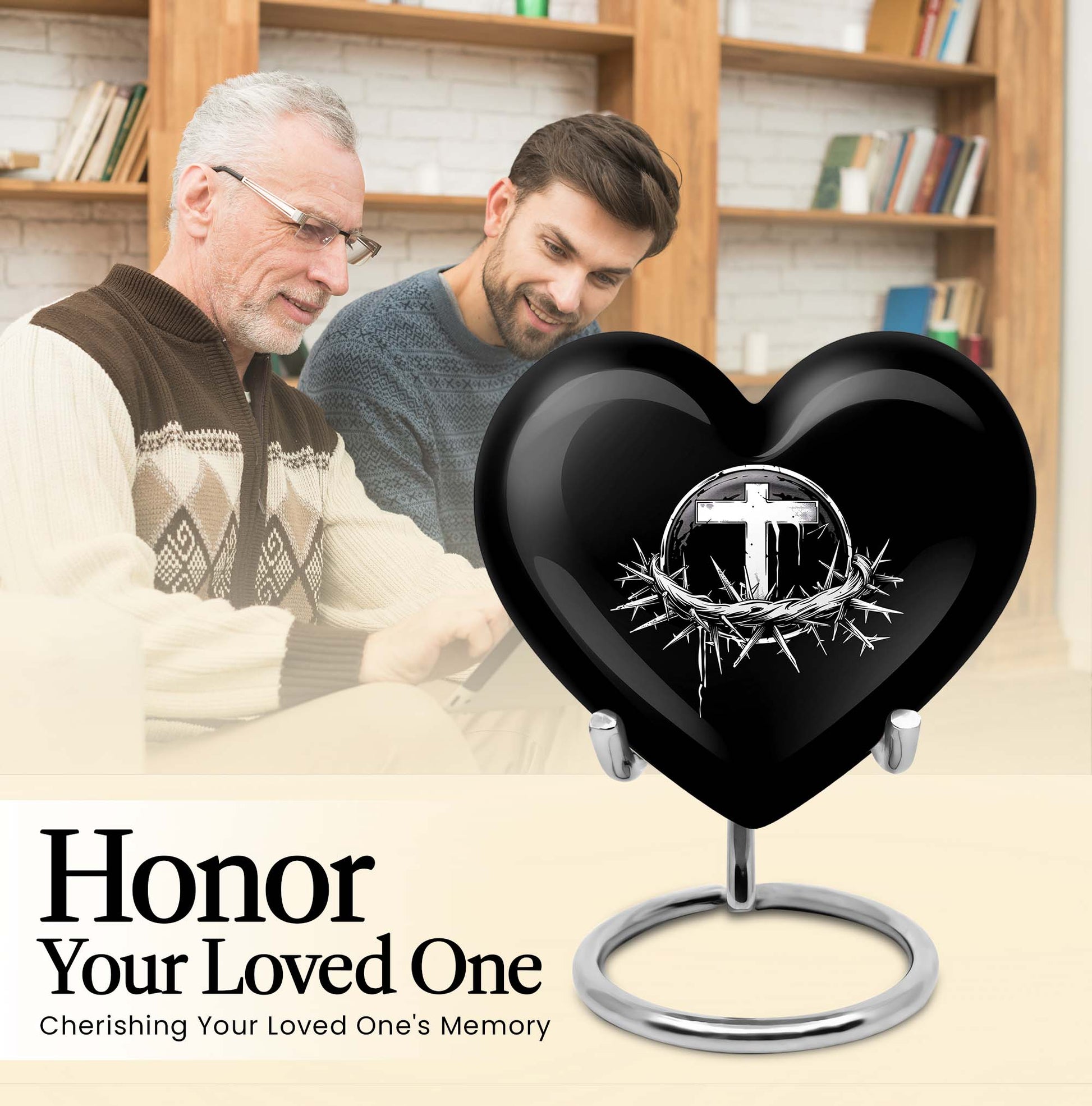 Catholic heart urn for cremation ashes