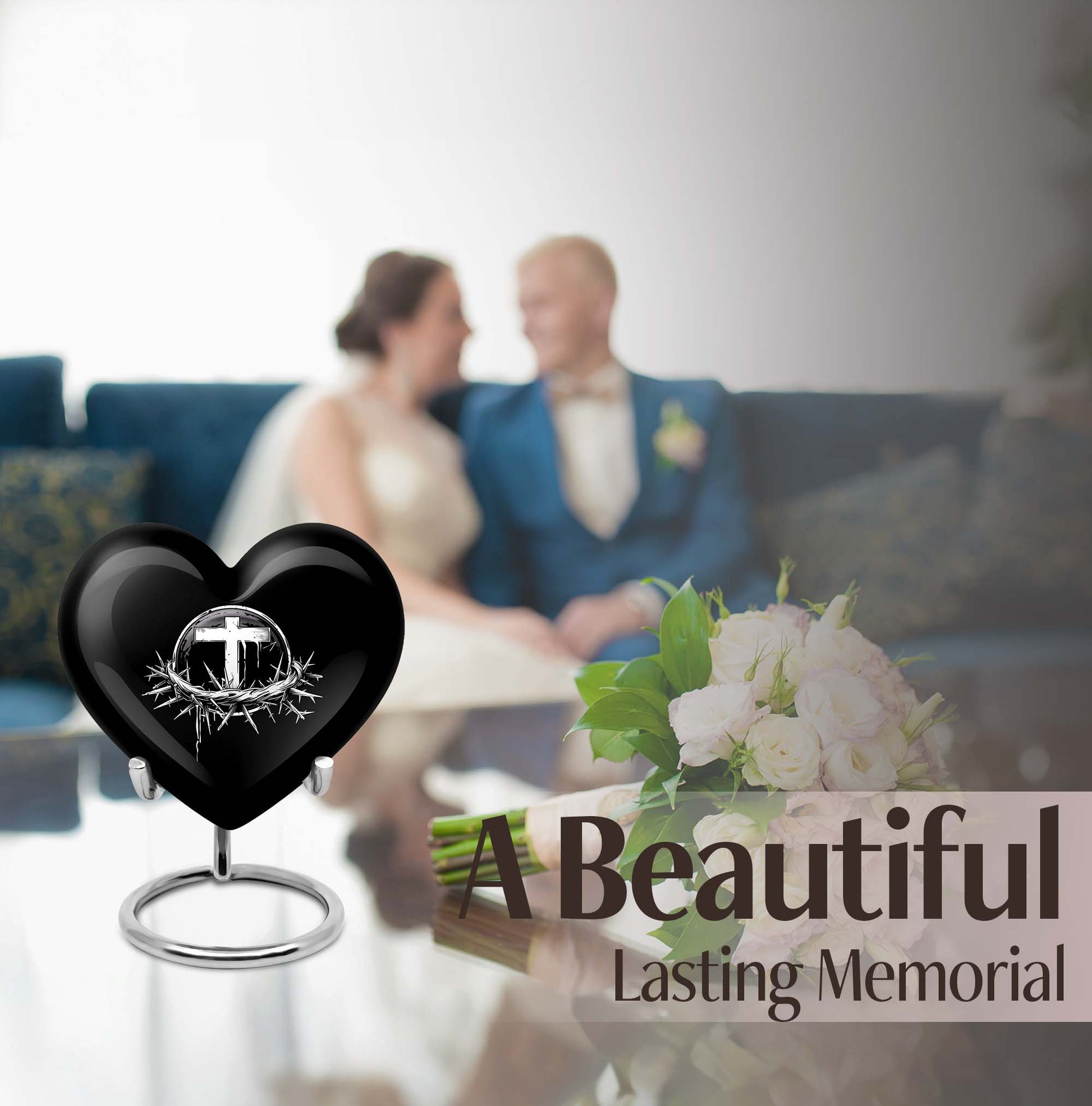 Catholic heart urn for cremation ashes