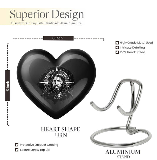 10 inch heart-shaped catholic urn for burial funeral,