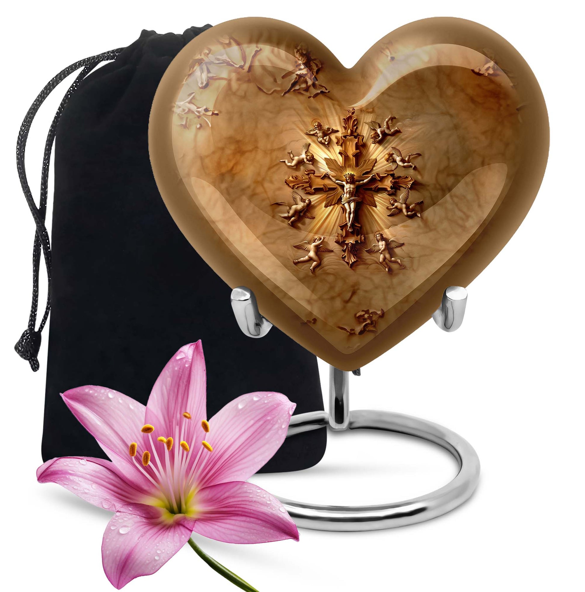 abstract heart-shaped catholic urn