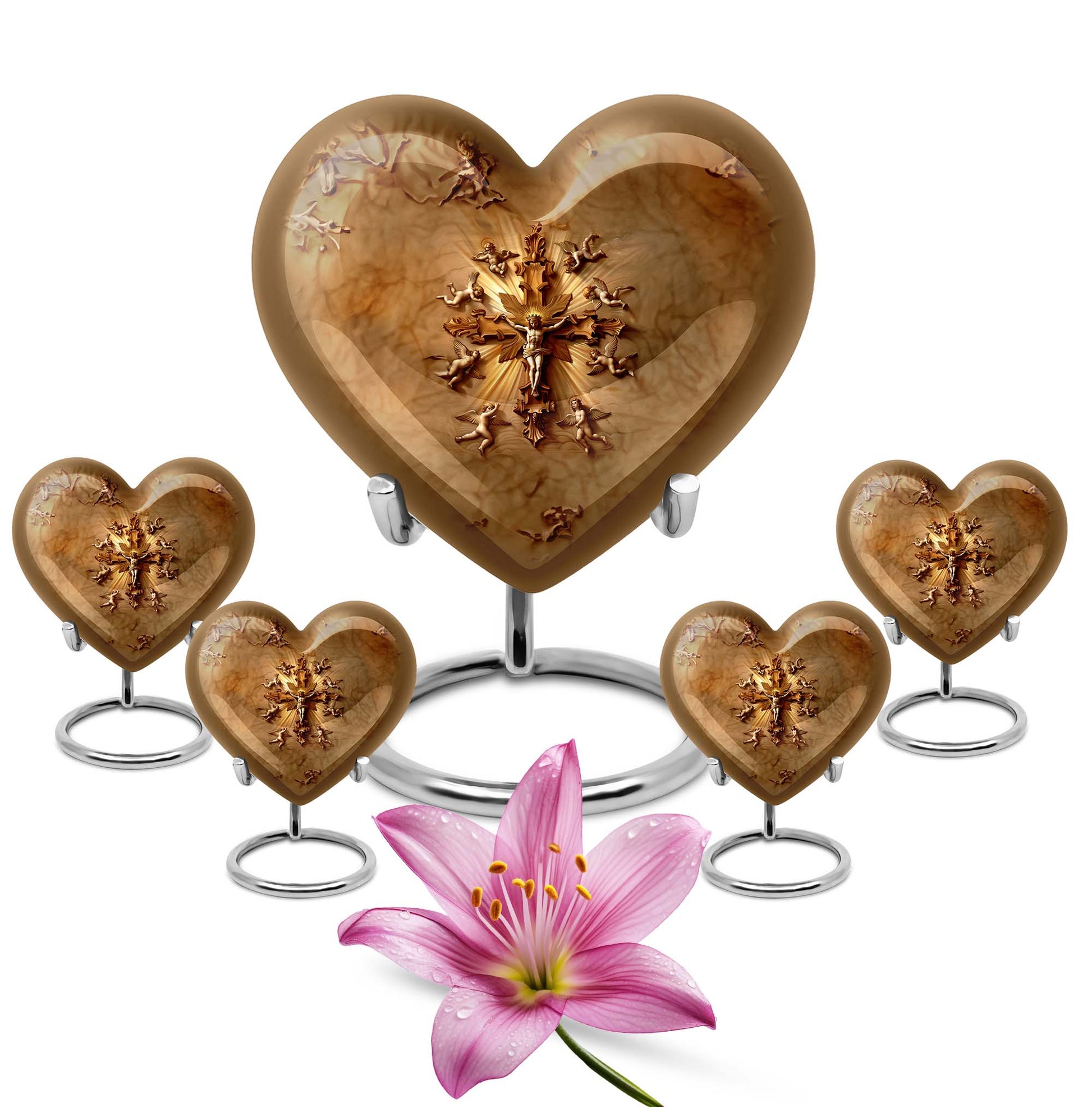 abstract heart-shaped catholic urn