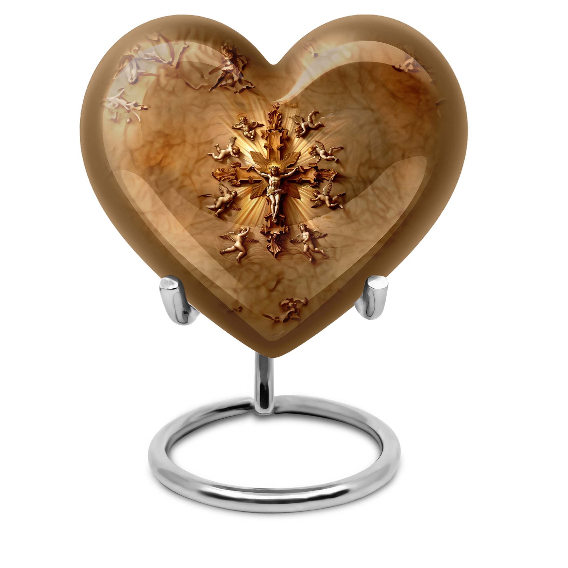 abstract heart-shaped catholic urn