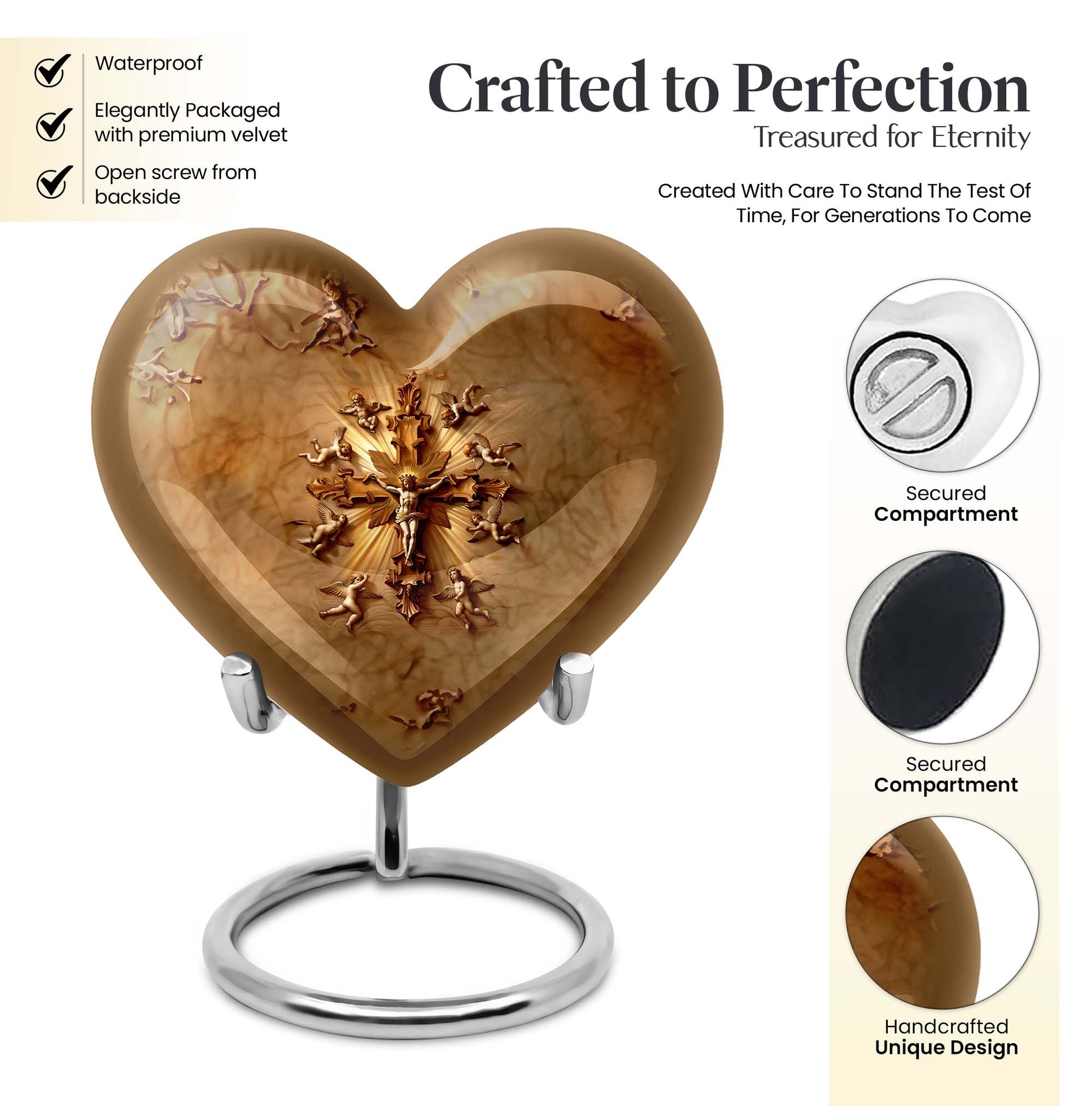 abstract heart-shaped catholic urn