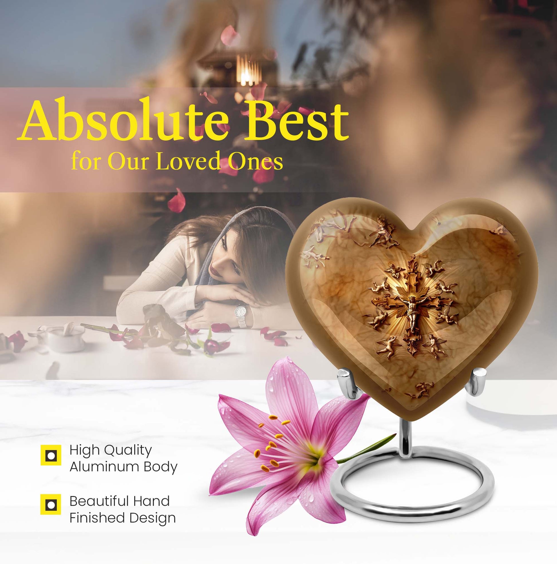 abstract heart-shaped catholic urn