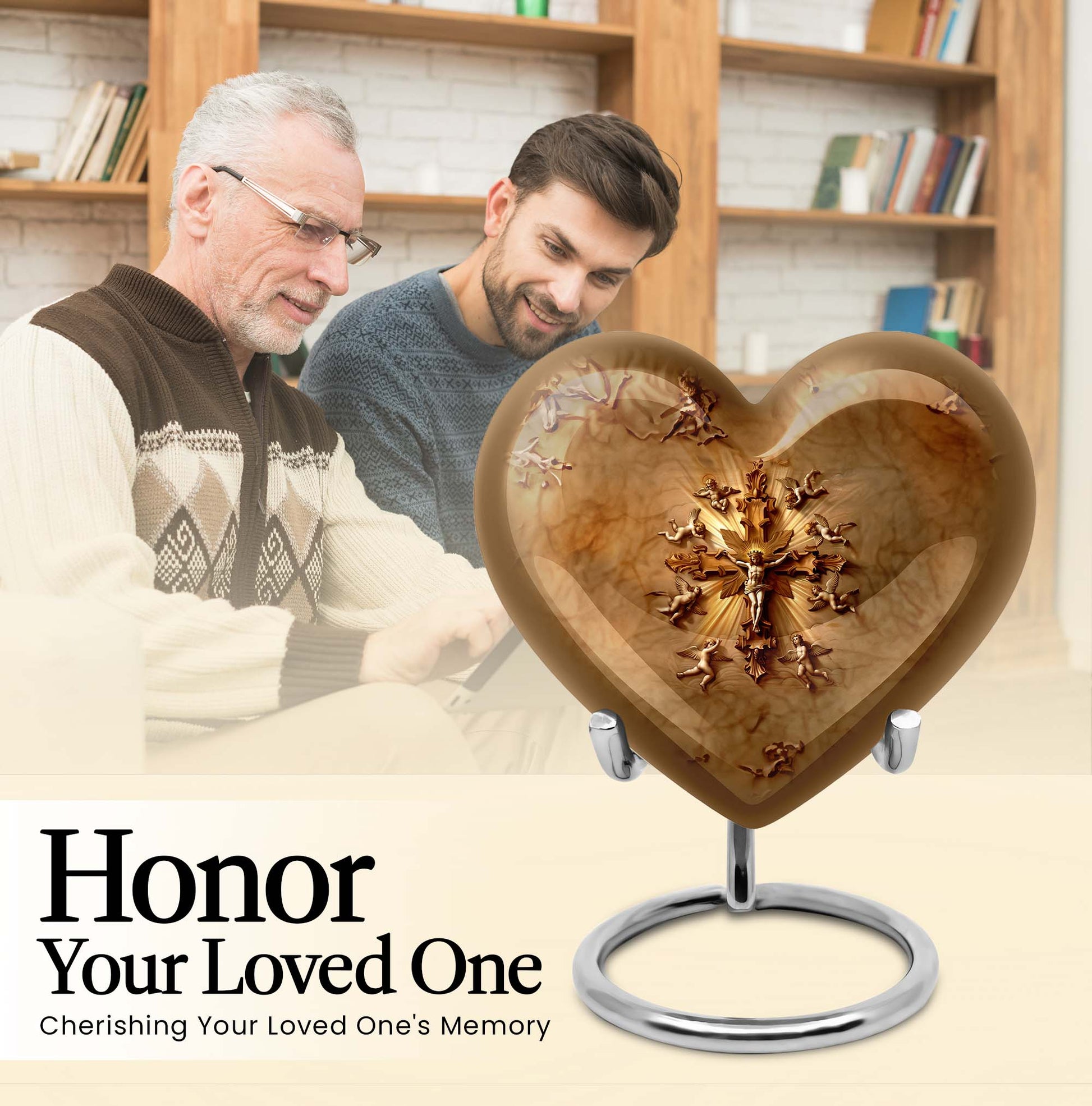 abstract heart-shaped catholic urn