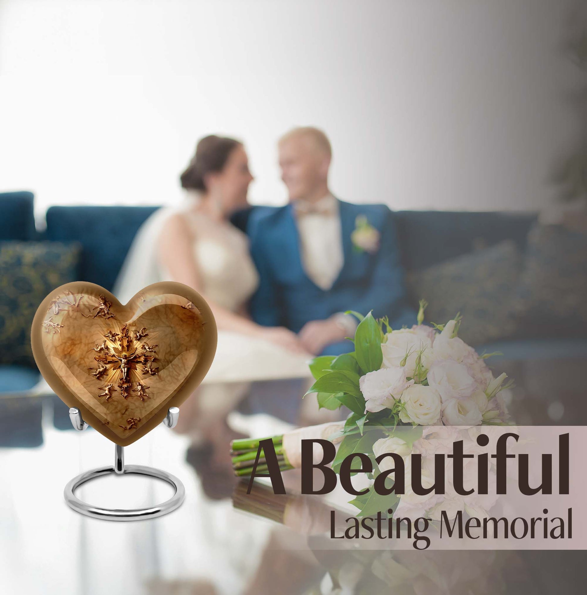 abstract heart-shaped catholic urn