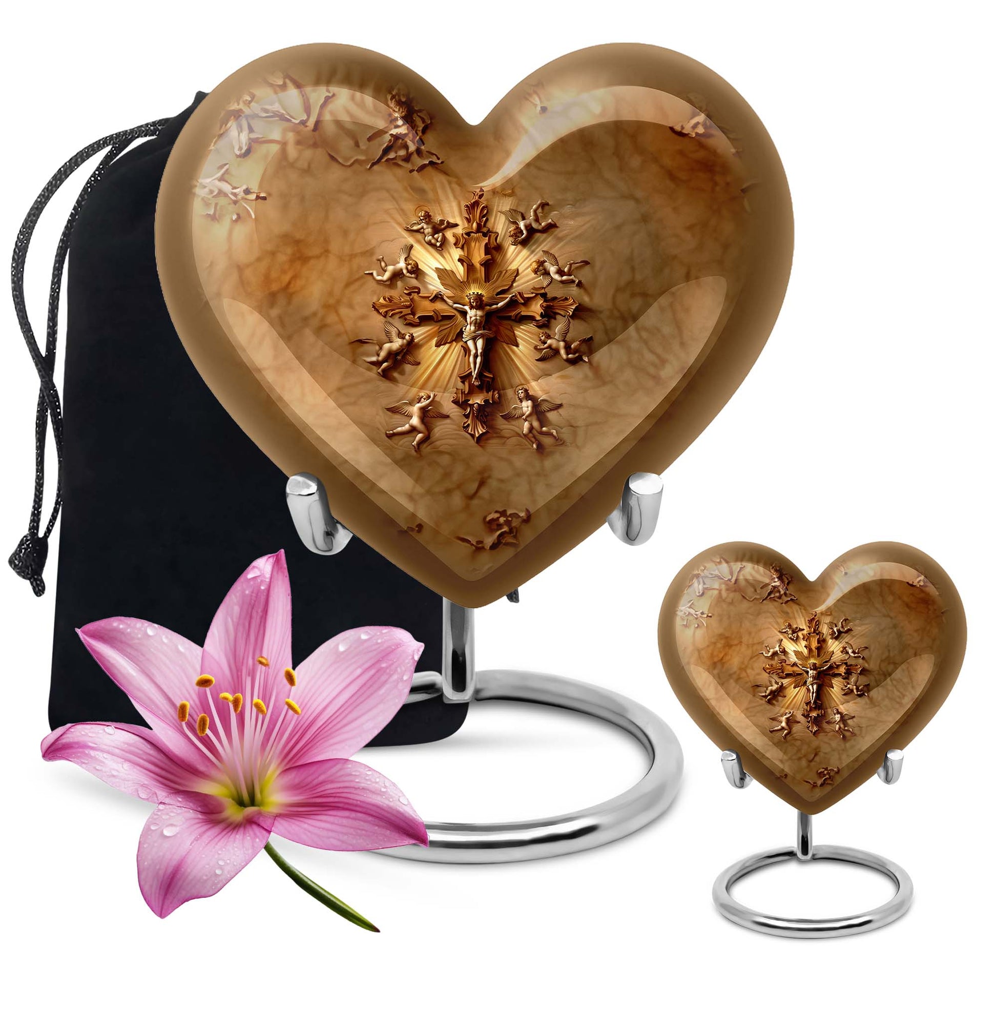 abstract heart-shaped catholic urn