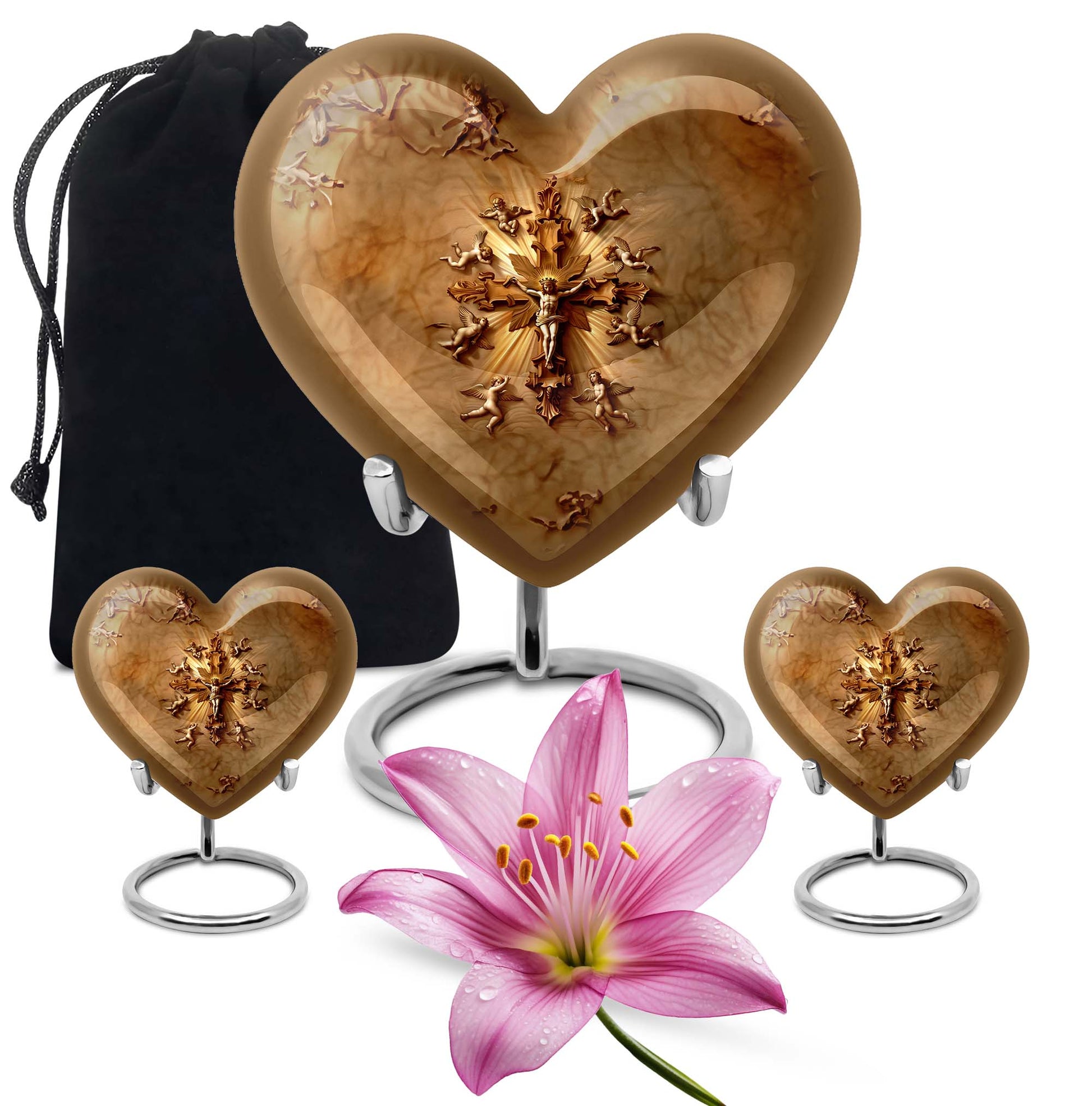 abstract heart-shaped catholic urn