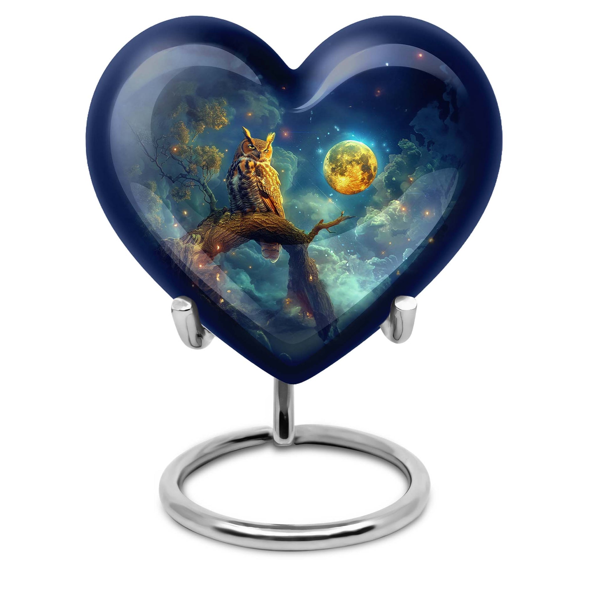 heart shaped owl urn for adult male