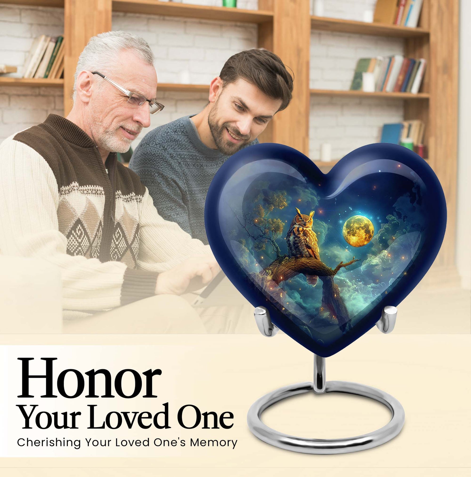 heart shaped owl urn for adult male