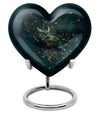 10-inch owl-themed heart shaped aluminium urn 