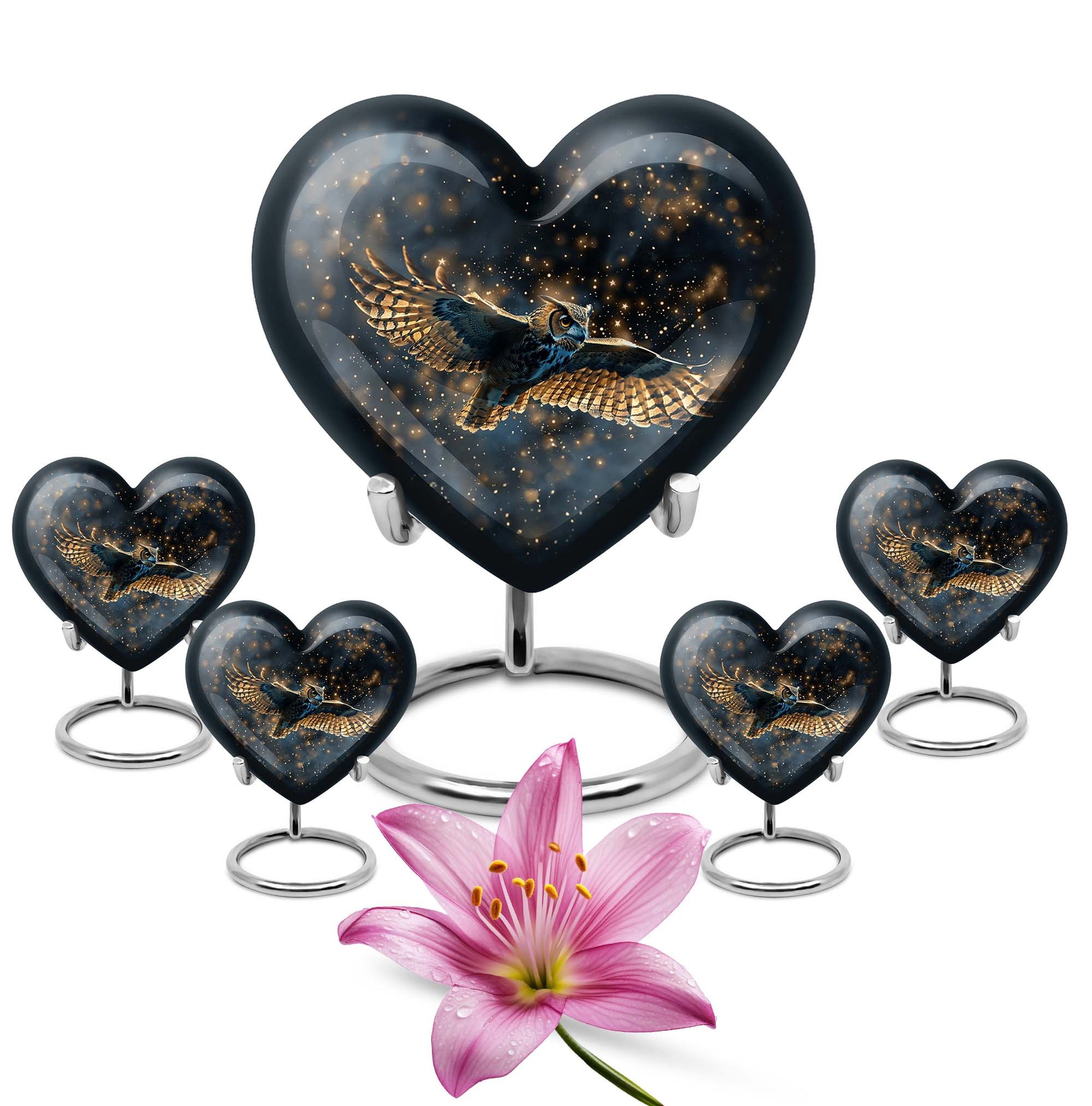 10-inch heart-shaped owl urn made 