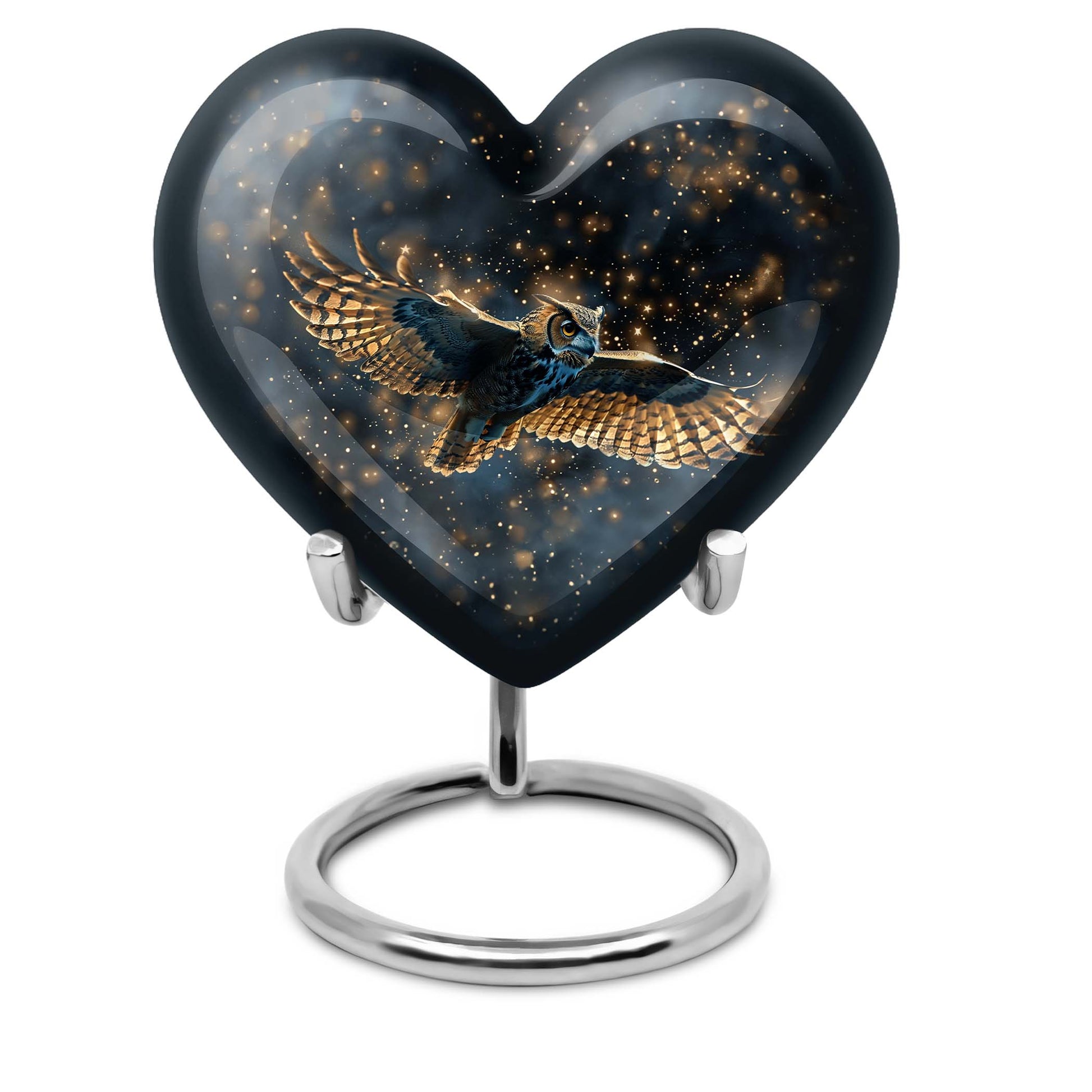 10-inch heart-shaped owl urn made 