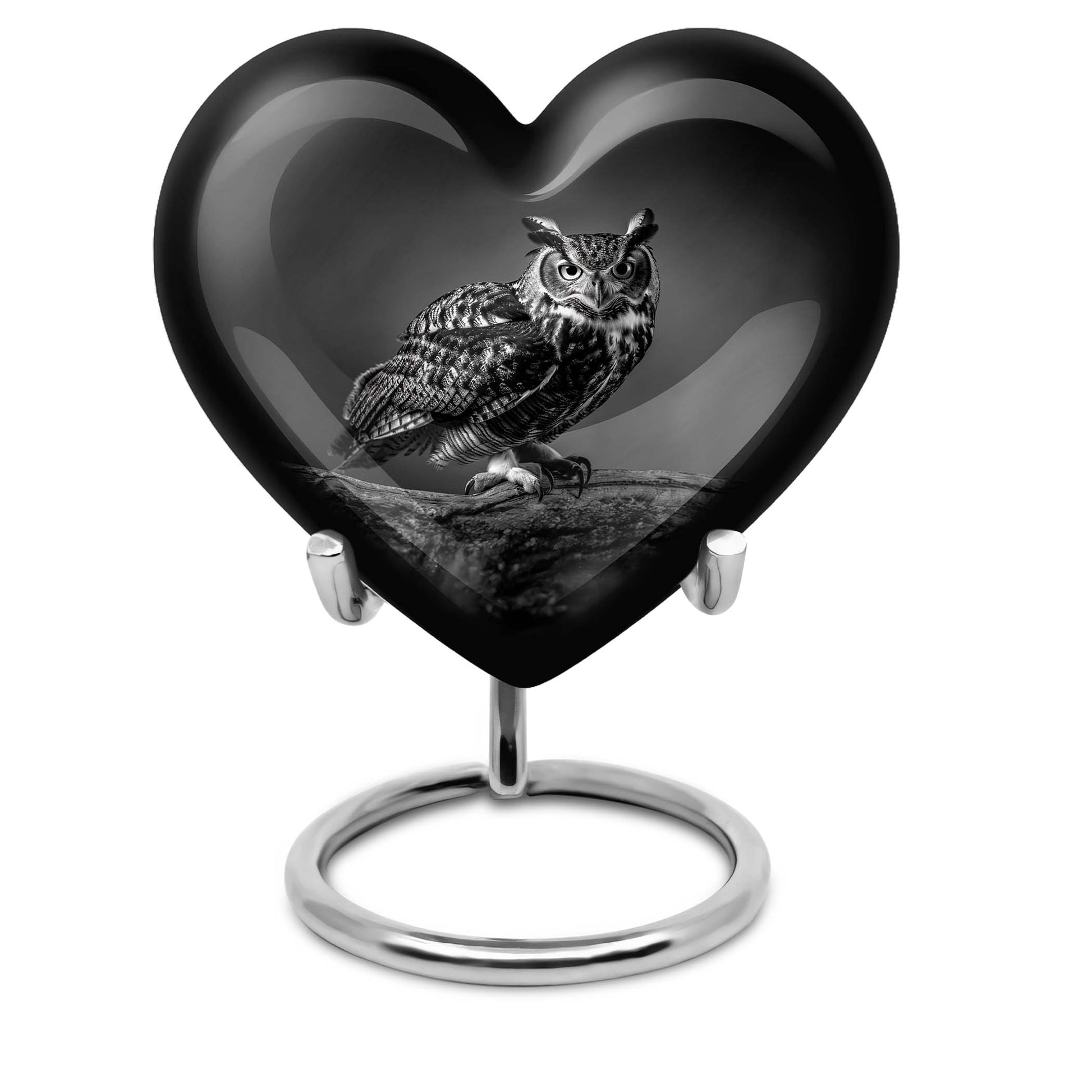 Heart-shaped owl urn