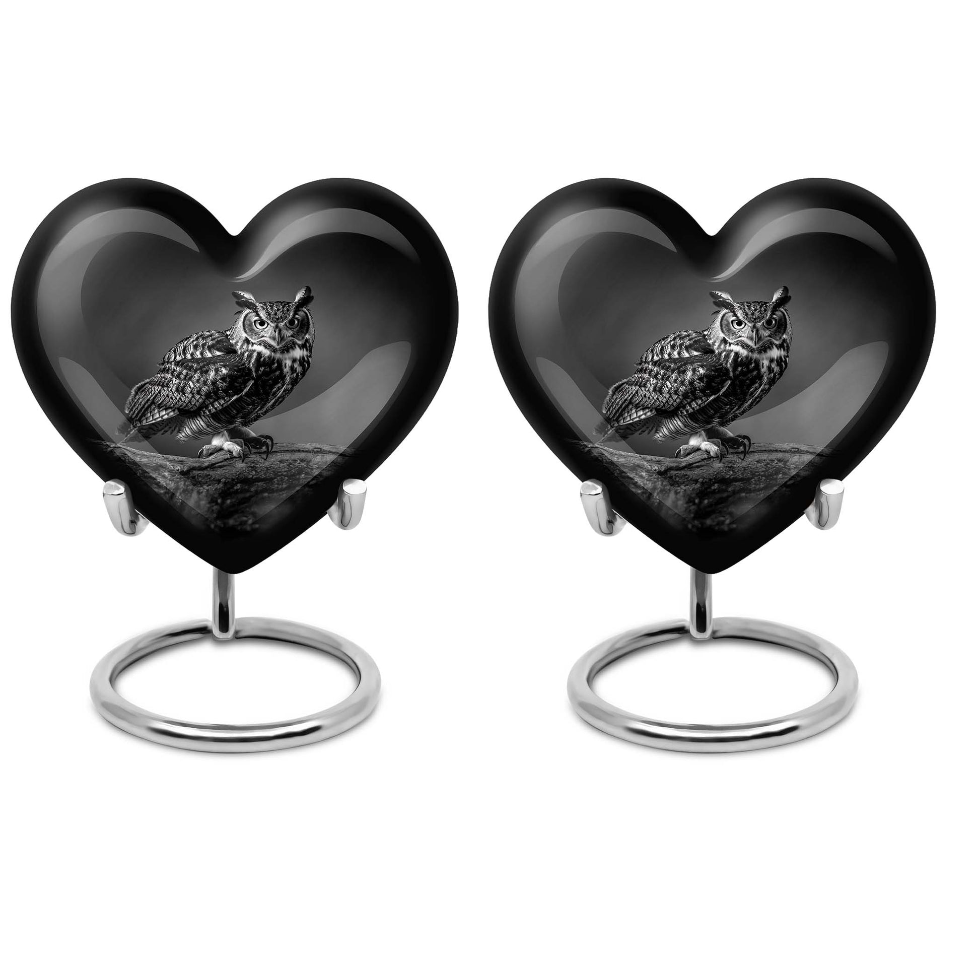 Heart-shaped owl urn