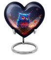 heart-shaped owl urn for adult male's ashes