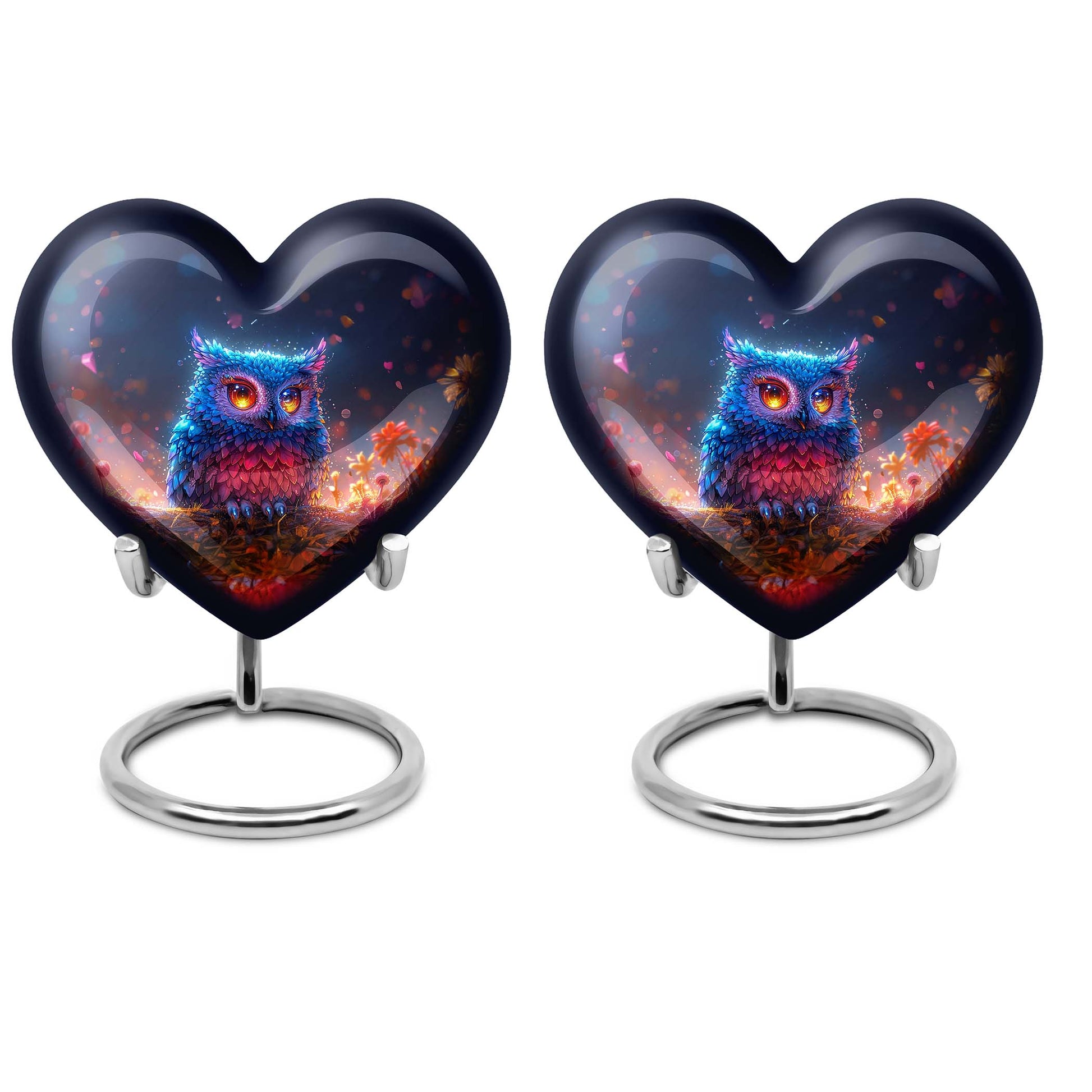 heart-shaped owl urn for adult male's ashes