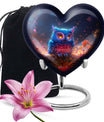 heart-shaped owl urn for adult male's ashes