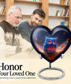 heart-shaped owl urn for adult male's ashes